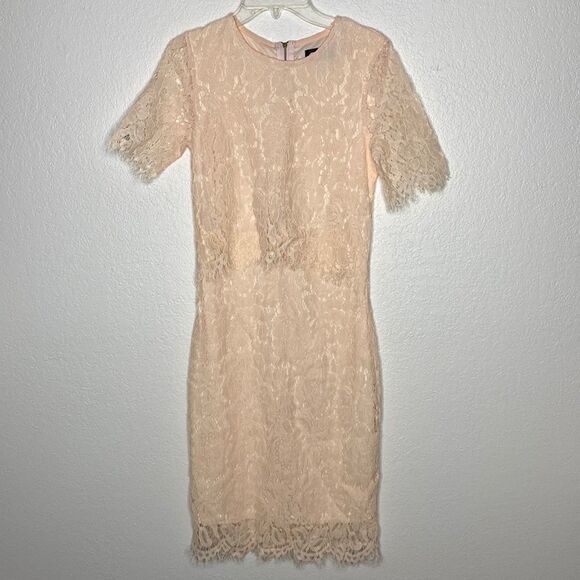 Club L Pale Pink Peach Lace Dress - Picture 9 of 9